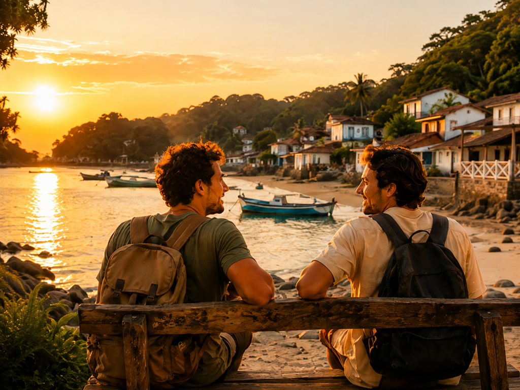 amigos contemplando a paisagem